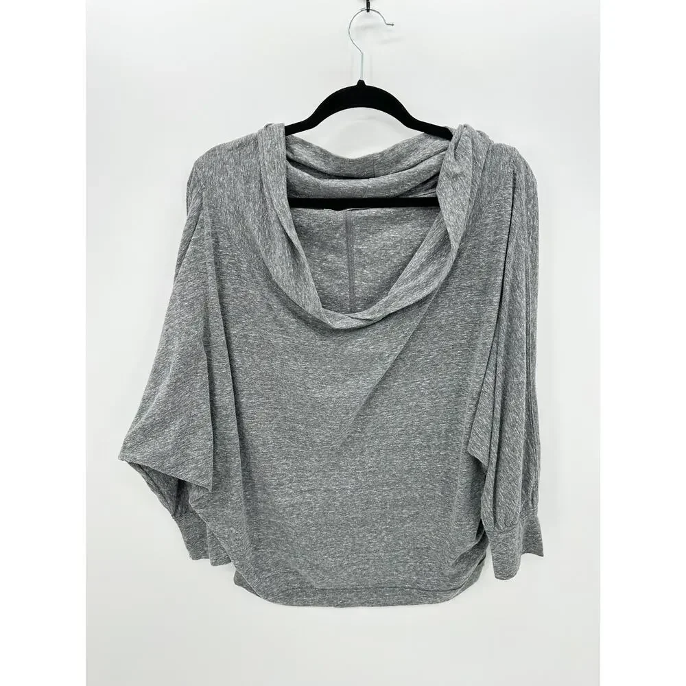 Free People Charcoal Gray Sequoia Top Off Shoulder Loose Fit Shirt Women Small